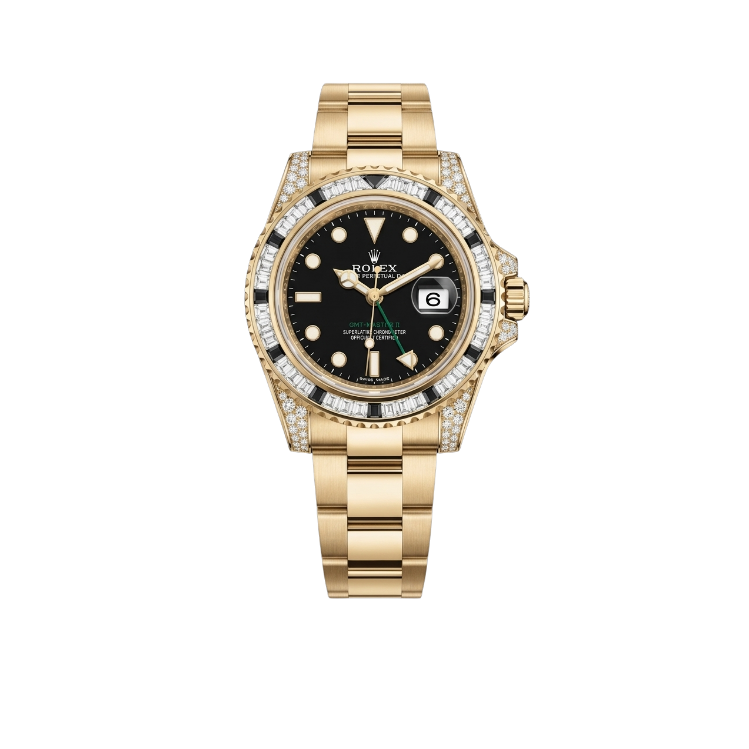 Rolex GMT Master II 18k Yellow Gold Diamond Black Sapphire 116758SANR