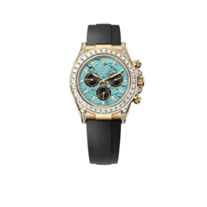 Rolex Daytona 126538TBR Yellow Gold Turquoise Stone Dial Diamond Bezel Oysterflex